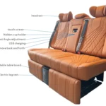 Asiento eléctrico modificado de 3 plazas YZ-S02 con pantalla inteligente y mesa oculta — Vista frontal izquierda y de funciones