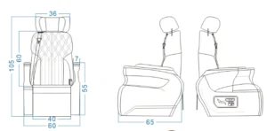 YZ-A01 Luxury Custom Car Seats with Butterfly Headrest Product Dimensions