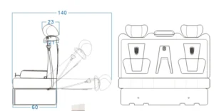 Plano dimensional del asiento de coche modificado eléctrico de 3 plazas YZ-S02 con pantalla inteligente y mesa oculta-2