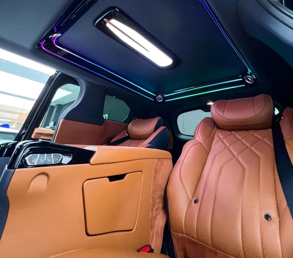 Sienna car modified with luxury airline seats and starry sky roof