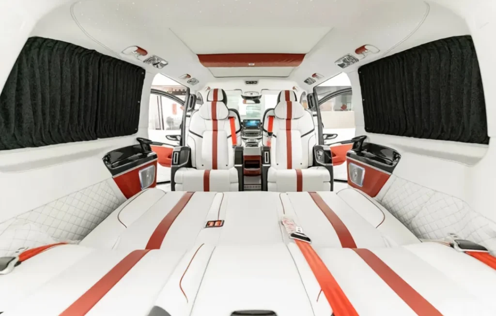 2-Mercedes-Benz V-Class with modified, reclining luxury rear seats