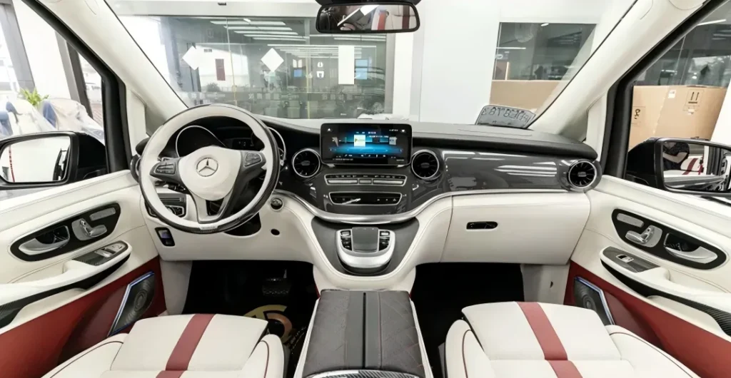 5-Steering wheel and center console of a modified Mercedes-Benz V-Class