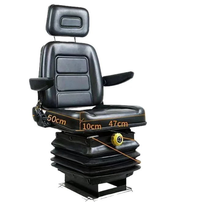 Genuine vibration-dampening seat with armrests for compact loaders and excavators