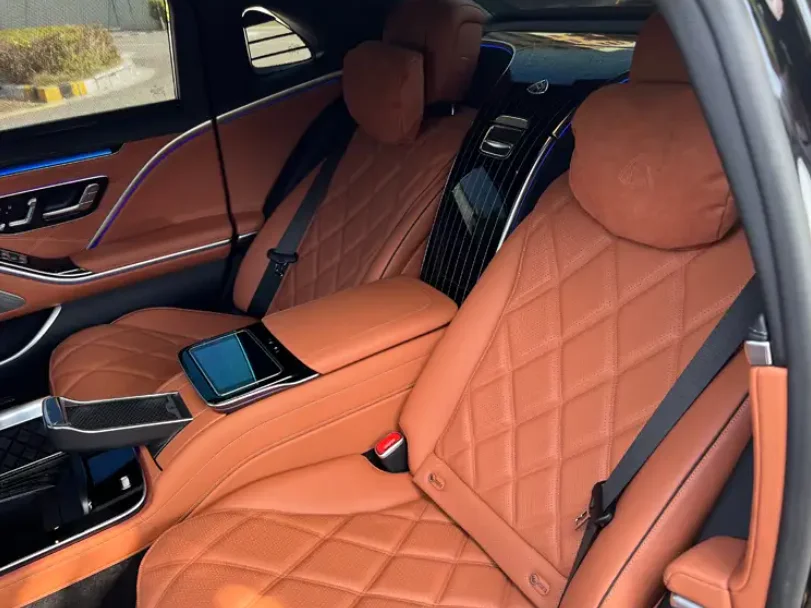 6-Maybach S680 rear aviation seats in fully reclined position after modification