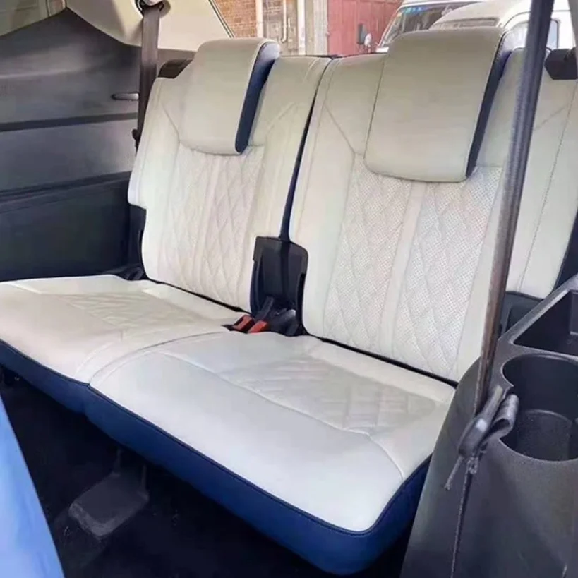 Blue white Rear Luxury Seat Sofa Bed in a Modified Volkswagen Teramont