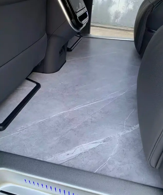 4-Buick GL8 business MPV conversion with marble texture aluminum alloy floor and premium cabin details